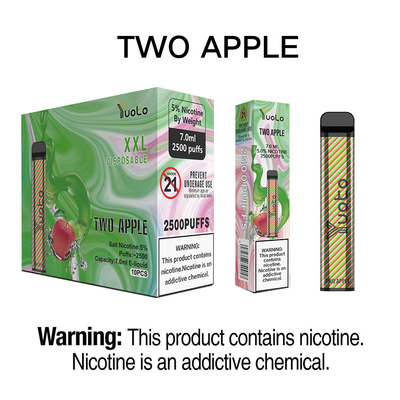 Yuoto Longest Lasting Disposable E Cig XXL 2500 Puffs Double Apple 50mg 7ml Juice
