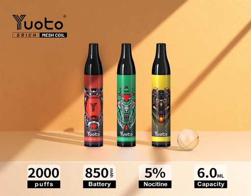 Первоначальное Yuoto 2000 сопит ручка Vape E-сигарет сока 850mAh катушки 6ml e сетки vape Vape устранимая