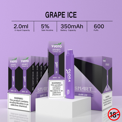 2022 новых приходя множественных Fruity вкуса Yuoto умные 600 сопят ручка Vape никотина 5% устранимая