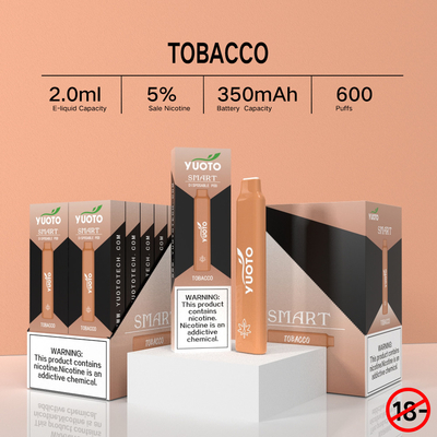 2022 новых приходя множественных Fruity вкуса Yuoto умные 600 сопят ручка Vape никотина 5% устранимая