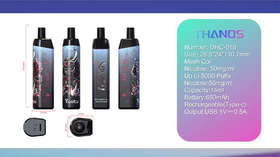 2022 Новое поступление одноразовая электронная сигарета Vape14 мл E-Liquid 650 мАч батарея виноградный лед для дистрибьюторов слойки
