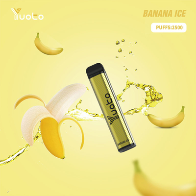 Yuoto XXL 2500 Puffs Одноразовая батарея 1200 мАч 7,0 мл Ejuice Банановый вкус льда для Индии