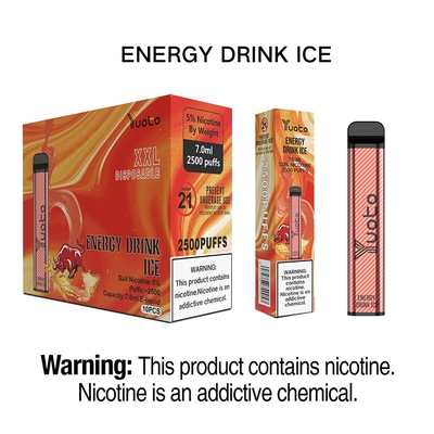 Yuoto XXL 2500 Puffs самый популярный одноразовый вейп Energy Drink Ice 7 мл 1200 мАч 5%