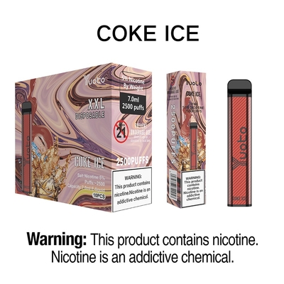 Электронная сигарета Yuoto xXL 2500 затяжек одноразовая Vape Coke Ice 7 мл стильный внешний вид