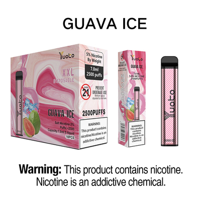 Лучшая электронная сигарета 2022 Yuoto XXL 2500 Puffs Guava Ice без перезаряжаемой батареи 1200 мАч
