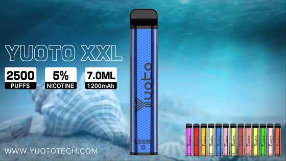 Yuoto XXL 2500 Puffs Одноразовый кальян Vape Pen с аккумулятором 7 мл E-Liquid 1200 мАч напрямую с завода в Китае