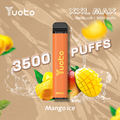 Аромат манго со льдом Yuoto xxl Max 3500 Puffs одноразовый испаритель Mesh Coils Кожаная поверхность 9 мл