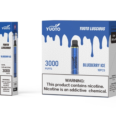 Новый тип электронной сигареты Yuoto Vape 3000 Puffs Blueberry 1350mAh Аккумулятор 8 мл E Juice