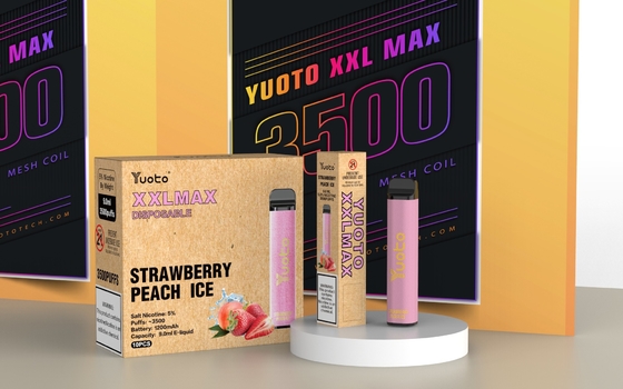 Электрическая ручка Vape со вкусом клубники и персика Yuoto XXL Max 3500 Puffs с сетчатой ​​катушкой