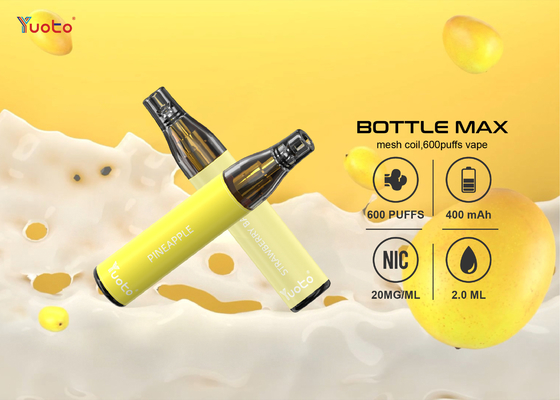 Сигарета Vape батареи 400mAh новая устранимая e, бутылка Макс Tpd Yuoto 600 слоек