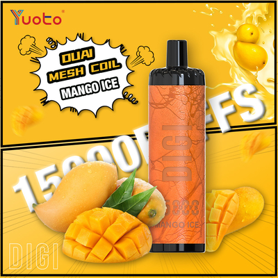 YUOTO Производитель DIGI 15000 Puffs Daul Mesh Coil Vape Регулируемый поток воздуха MTL и DTL