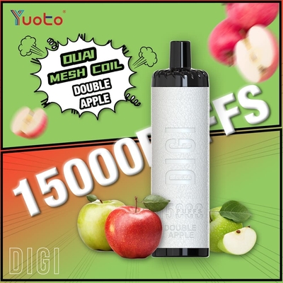 YUOTO одноразовый вейп пластмассовый AL DualMesh катушка 15000 вдохов 850mAh регулируемый воздушный поток 23 вкуса