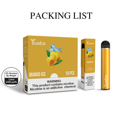 Ручки оптовая e vape никотина 5% сигарета YUOTO 1500 устранимой сопит горячая продажа 6ml в Ближнем Востоке 2% 5% новом