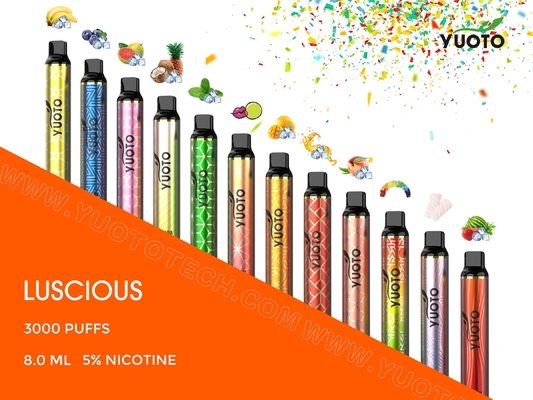 Слойка сигары стручка 1350mAh vapes 8ml ручки shisha слоек vape 3000 сигареты Yuoto luscious e устранимого vape