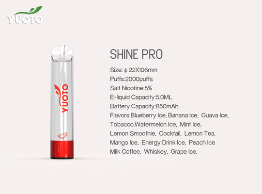Yuoto светит pro 2000 слойкам Vape 15 вкусов с емкостью сока 5ML e
