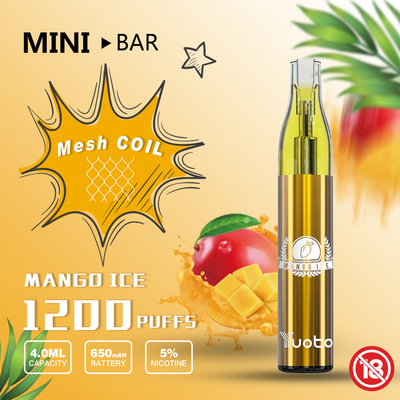 Батарея 650mAh E-сока 4.0ml Vape 15flavor слойки MiniBar 1200 Yuoto устранимая