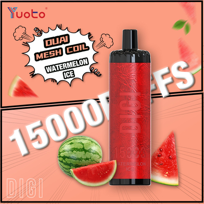 Yuoto DIGI 15000 Puffs Daul Mesh Coil Vape 23 Flavors LED экран