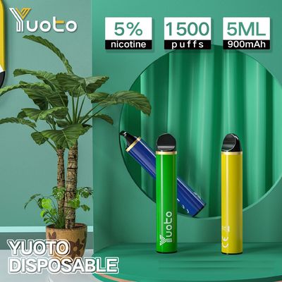 Никотин e жидкостное 900mah vapes 1500puffs устранимый 5ml 5% Yuoto 5